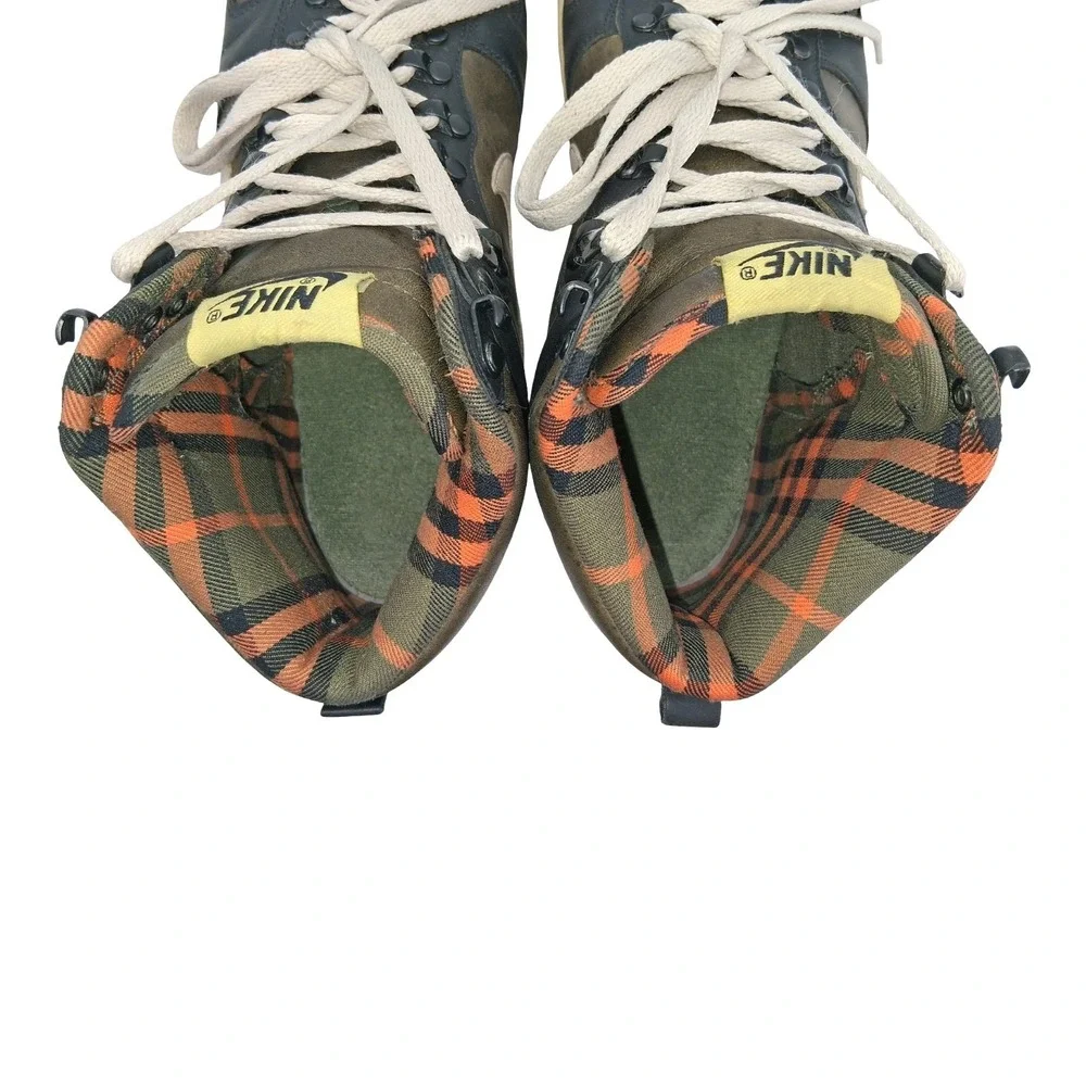 Nike Dunk High Shoes Mens 12 Dark Green Black Plaid Leather Sneakers 314345-321